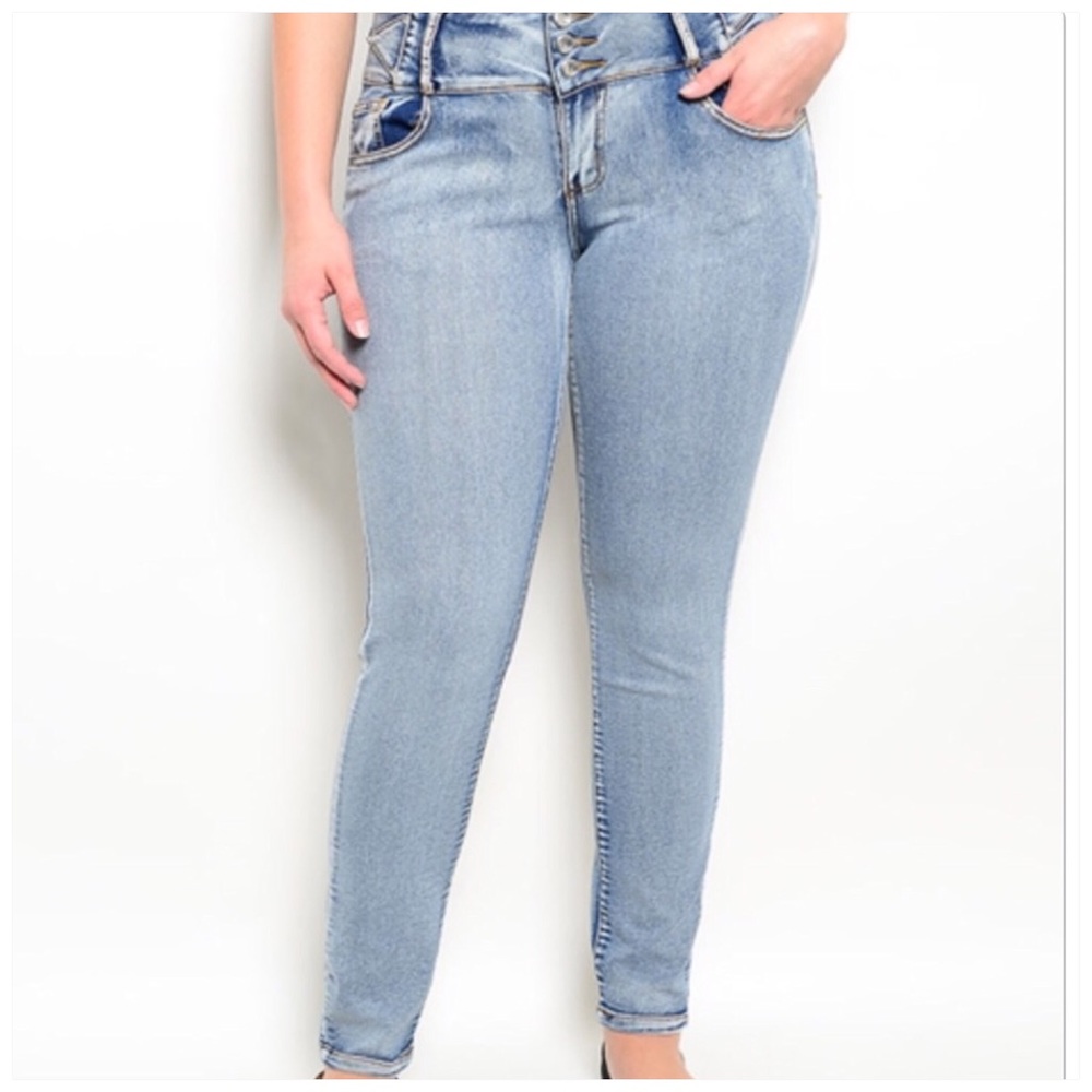 4 LEFT Blue Denim Skinny Jeans - Picture 2 of 3